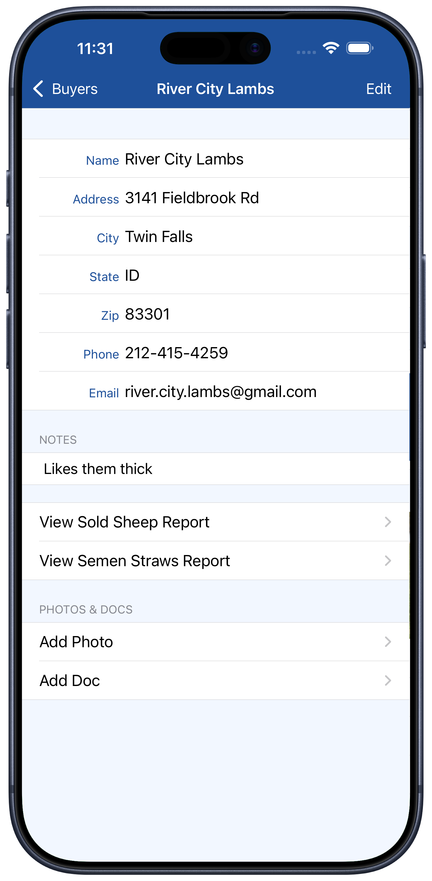 HerdBoss iOS app showing Buyer screen